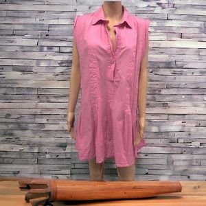 FREE PEOPLE Naomi Pleated Cotton Mini Dress Pink Rose Imported Women’s Large